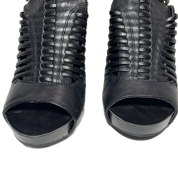 BCBGeneration Black Woven Cage Heels Size 8M - Picture 5 of 10